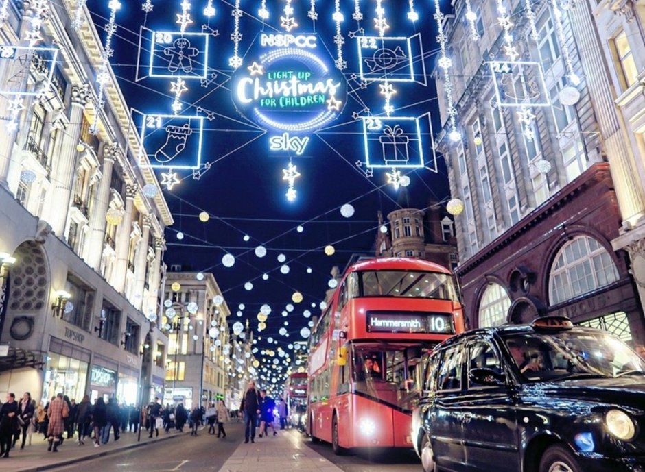 Рождественский Оксфорд стрит Лондона