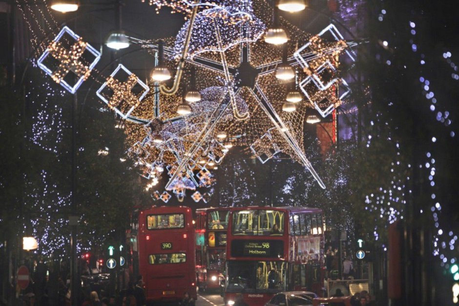 Рождественский Оксфорд стрит Лондона