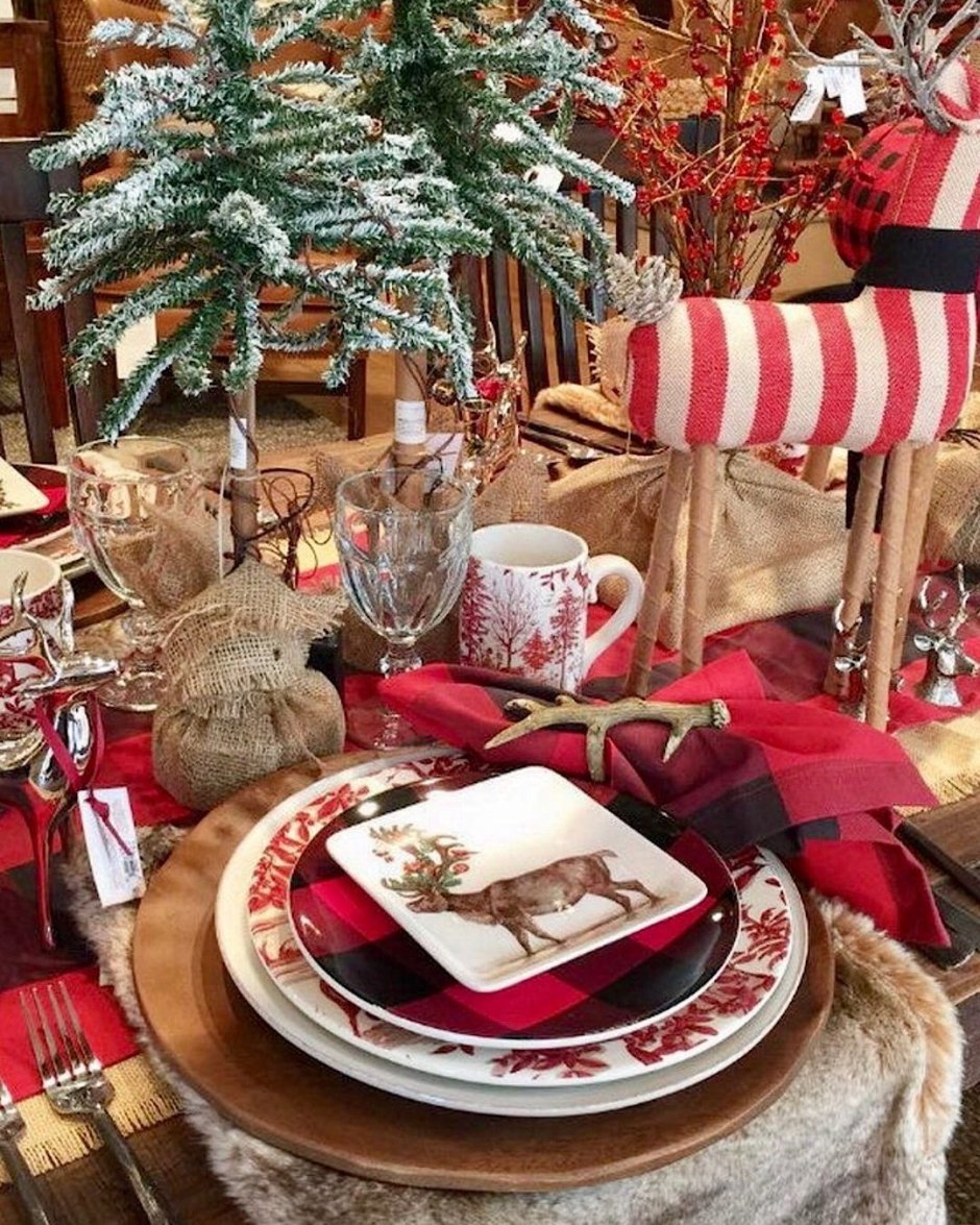 Сервировка стола на Рождество