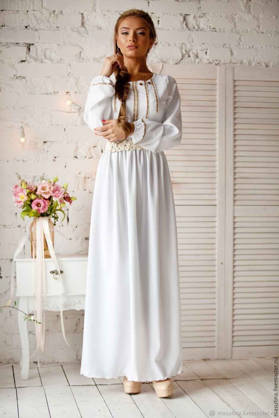 Платье свадебное в стиле бохо вышивка бисер