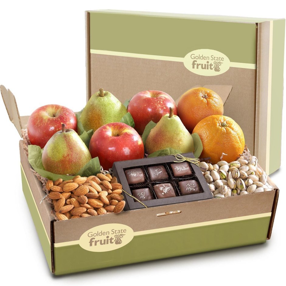 Коробка круглая с фруктами