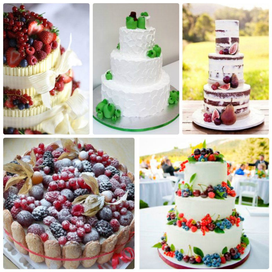 Свадебный торт в стиле рустик с ягодами