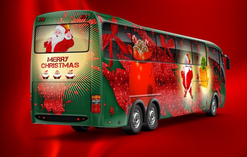 Красивый дизайн Рождества на автобусе