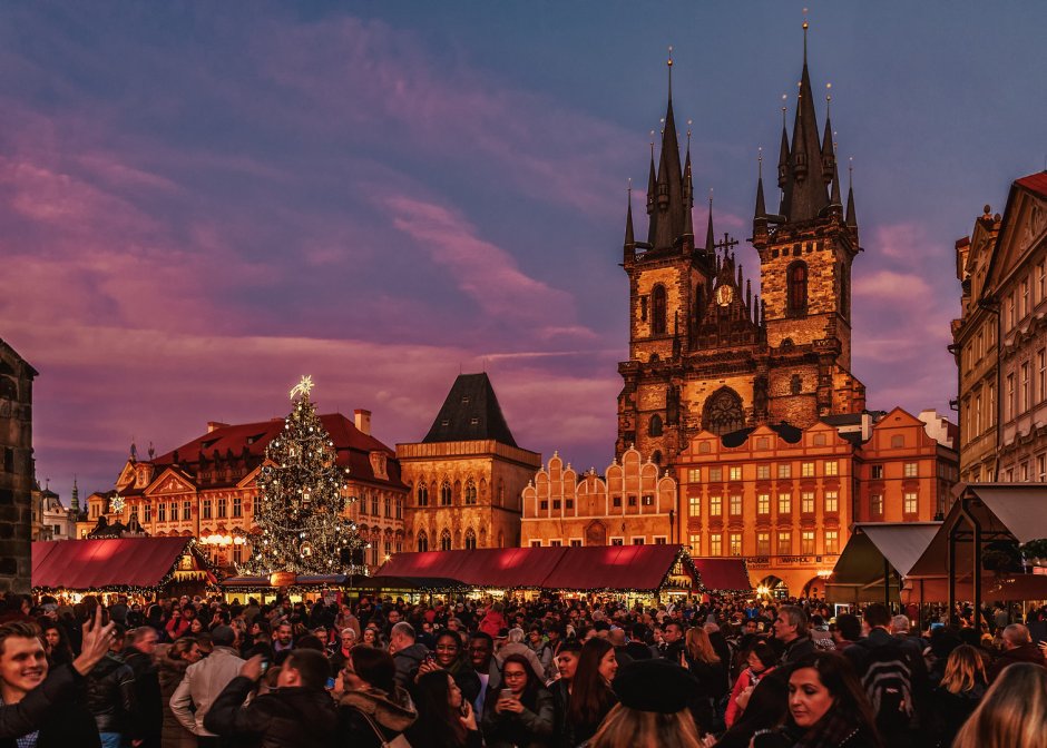 Рождество в Европе улица Прага