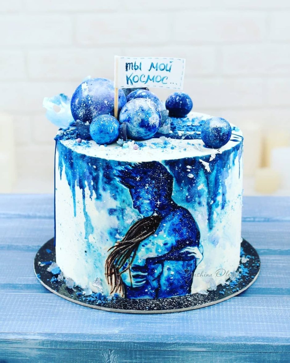 Зимний голубой торт