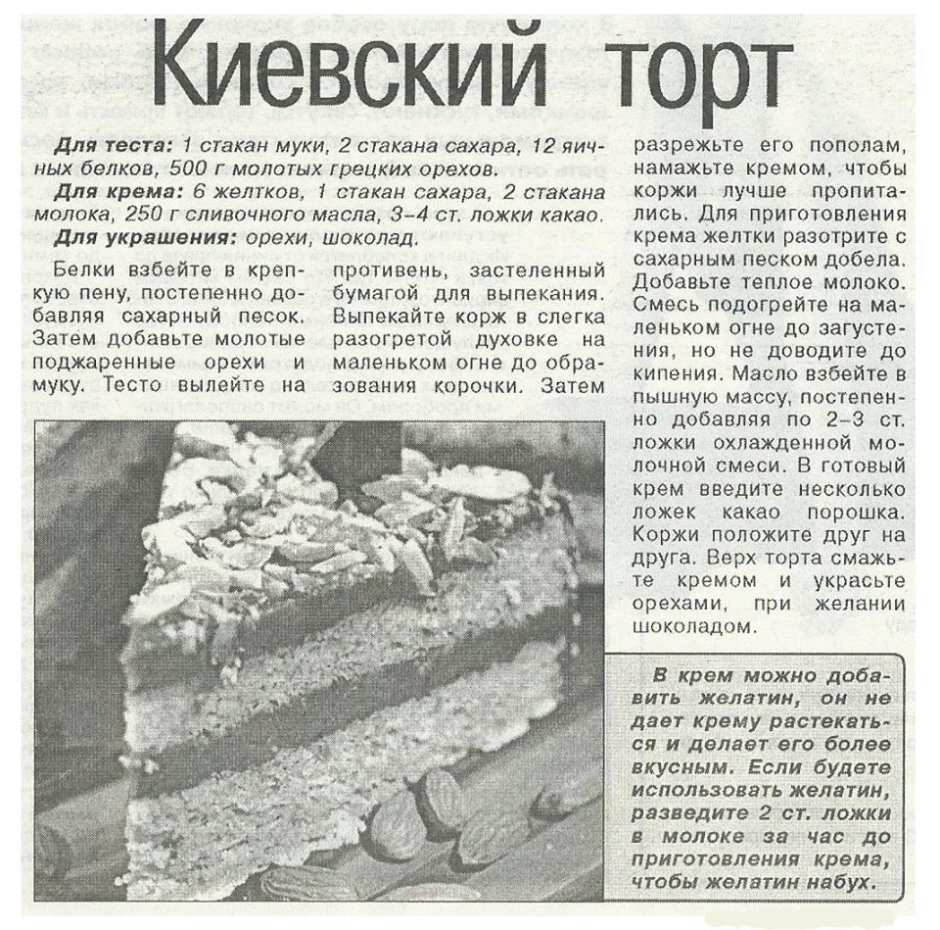 Рецепты тортов из советских журналов