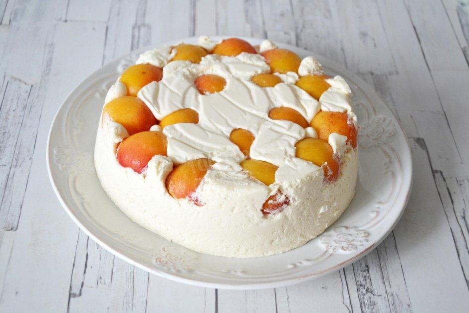 Персики в желе украшение торт