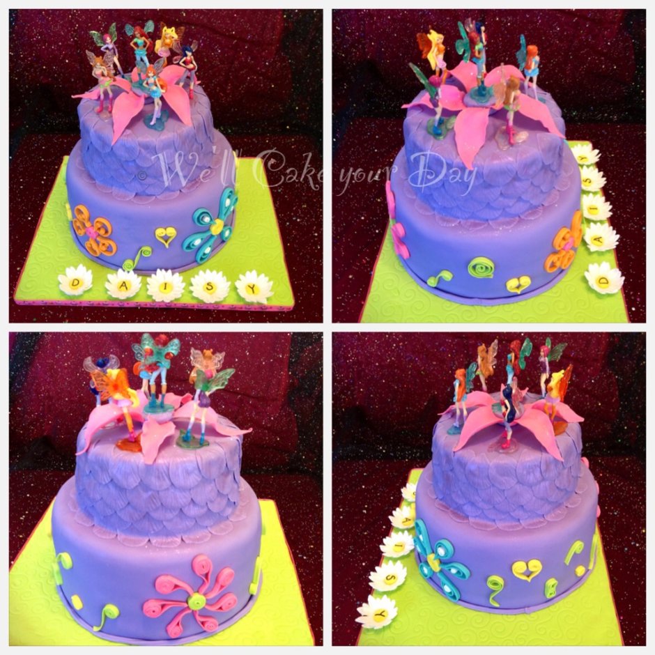 Торт с украшением на день рождения детский Винкс Аврора