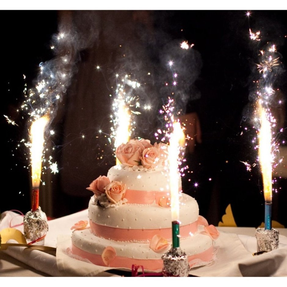 Свеча фонтан для торта (фейерверк для торта), ассорти 12,5 см, 4 шт.