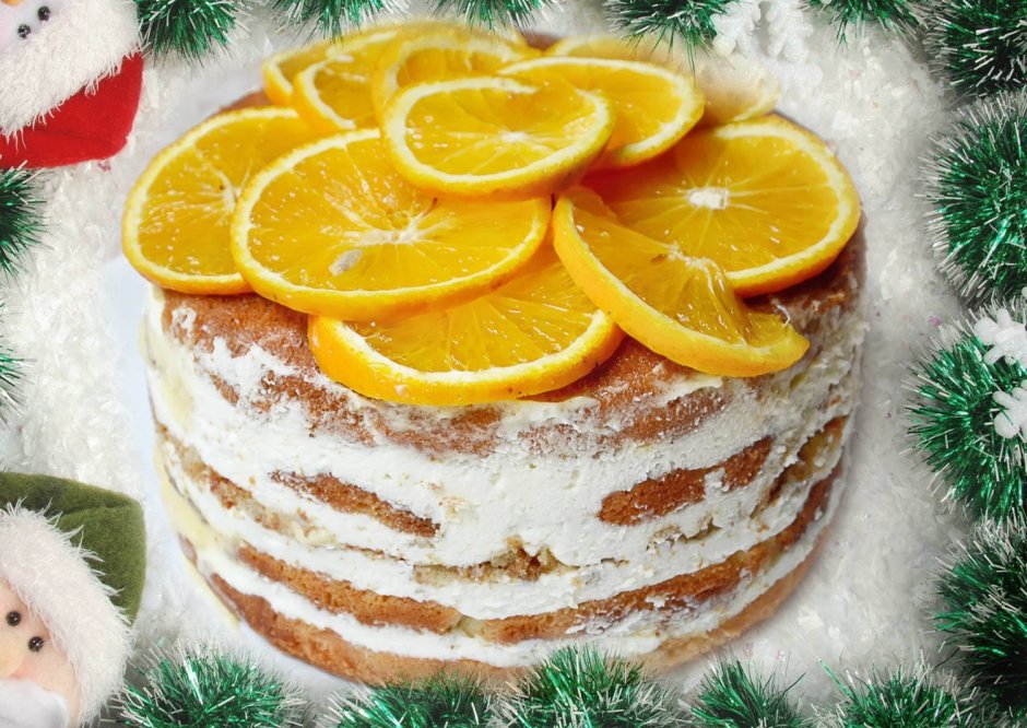 Торт мандариновый новогодний