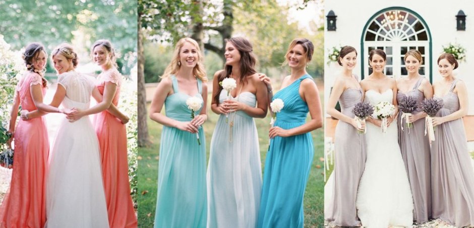 Голубые платья для подружек невесты