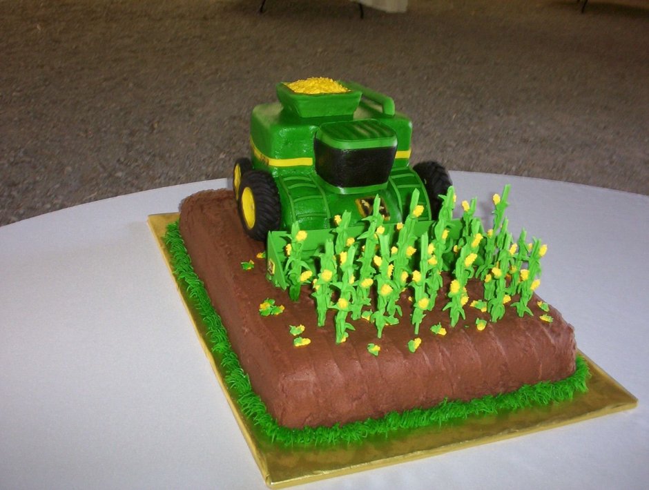 Торт для фермера с трактором Джон Дир