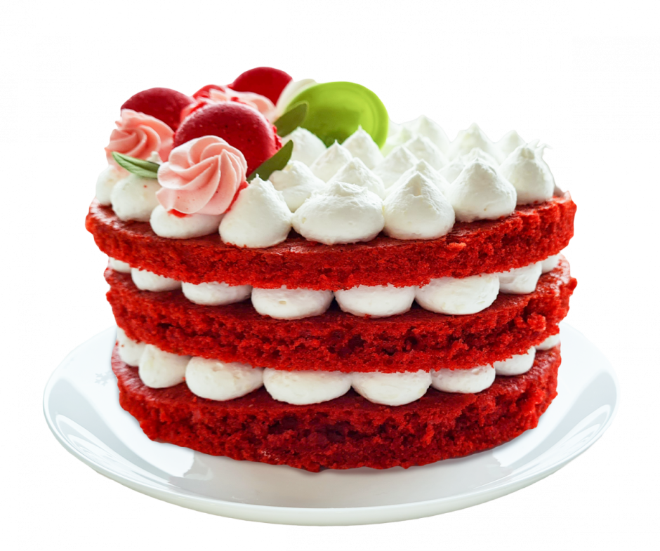 Торт на тарелке PNG красный бархат