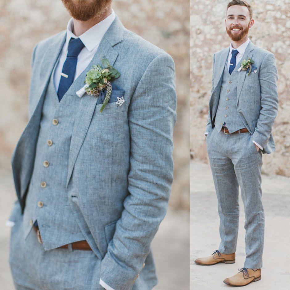 Голубой костюм на свадьбу