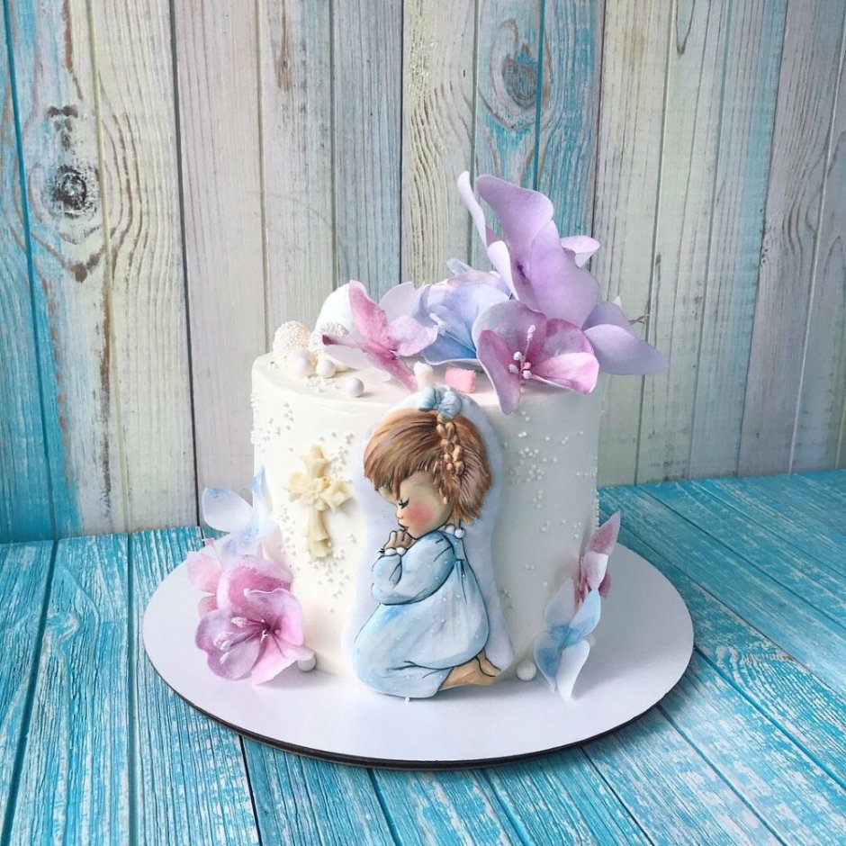 Торт для девочки с ангелочками
