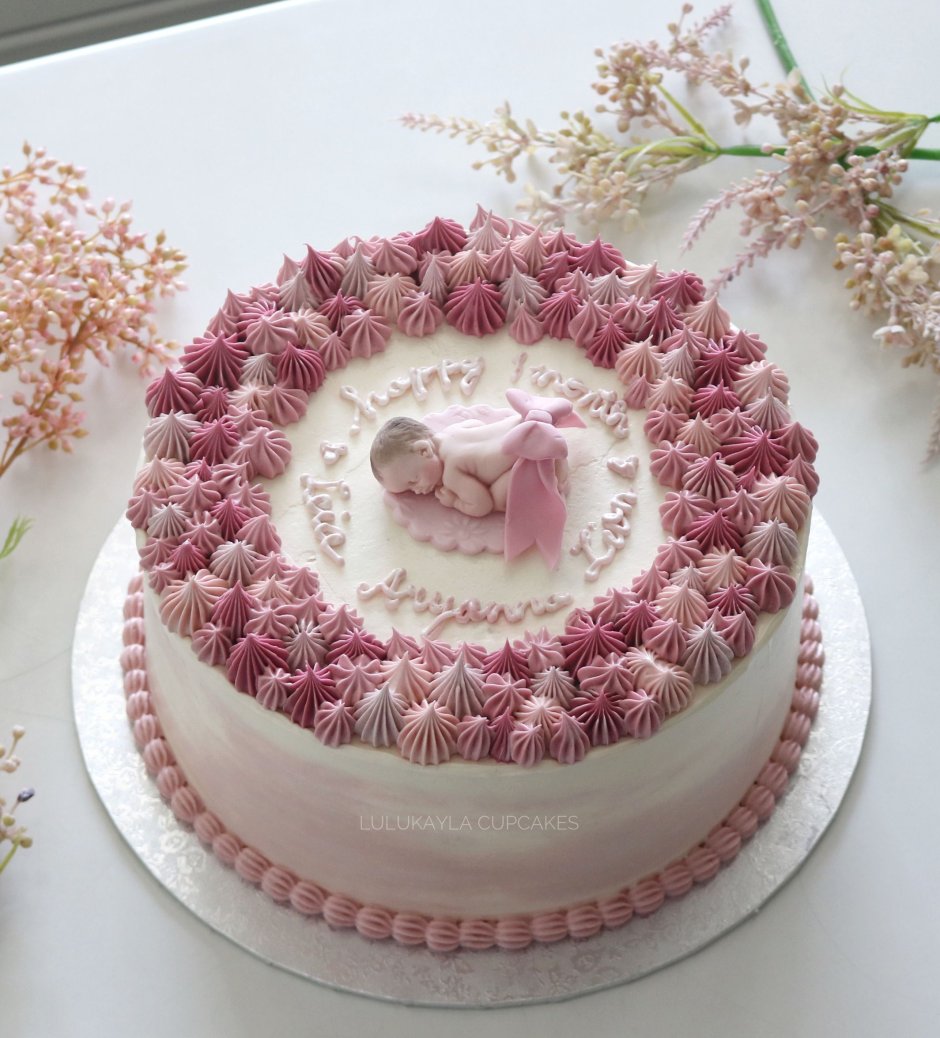 Декор торта для новорожденной девочки