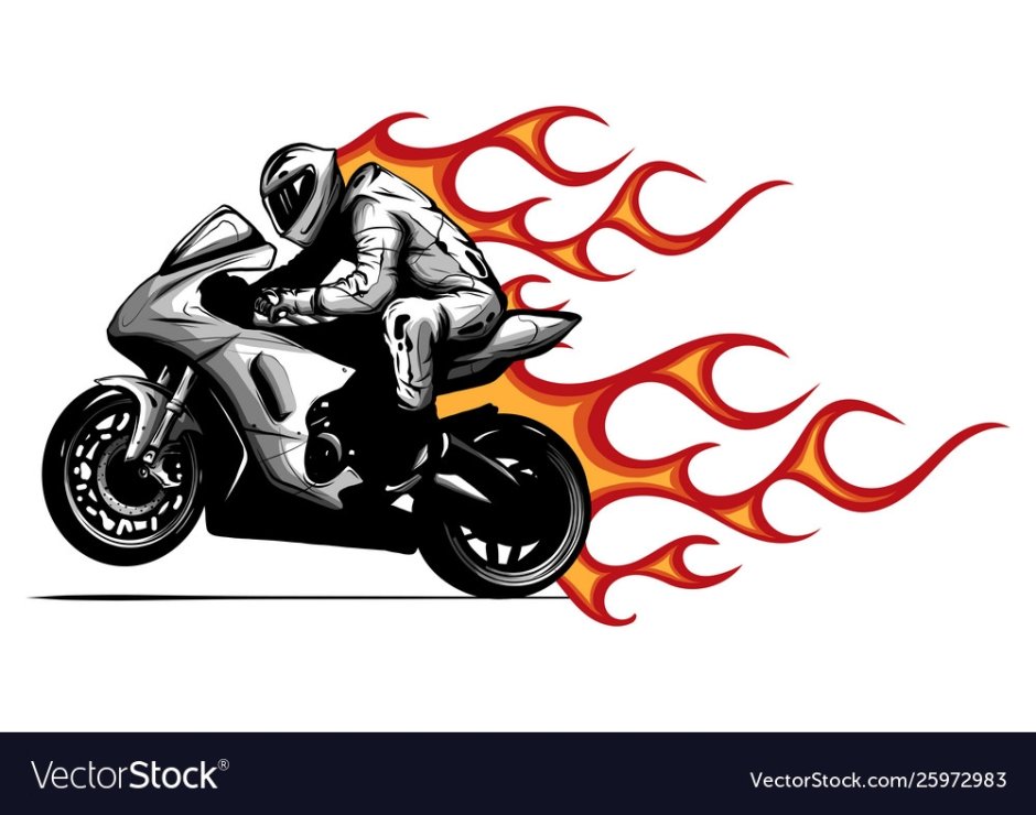 Рисунок огня на мотоцикле