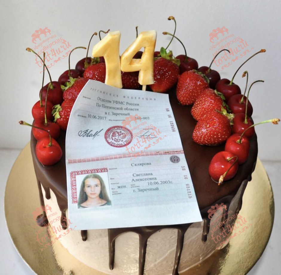 Торт с паспортом для девочки кремовый