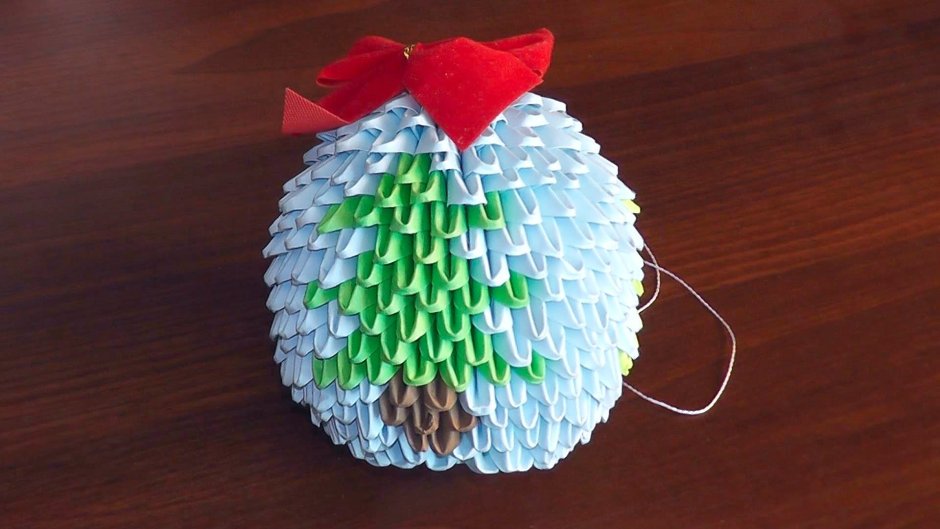 Модульное оригами елочный шар