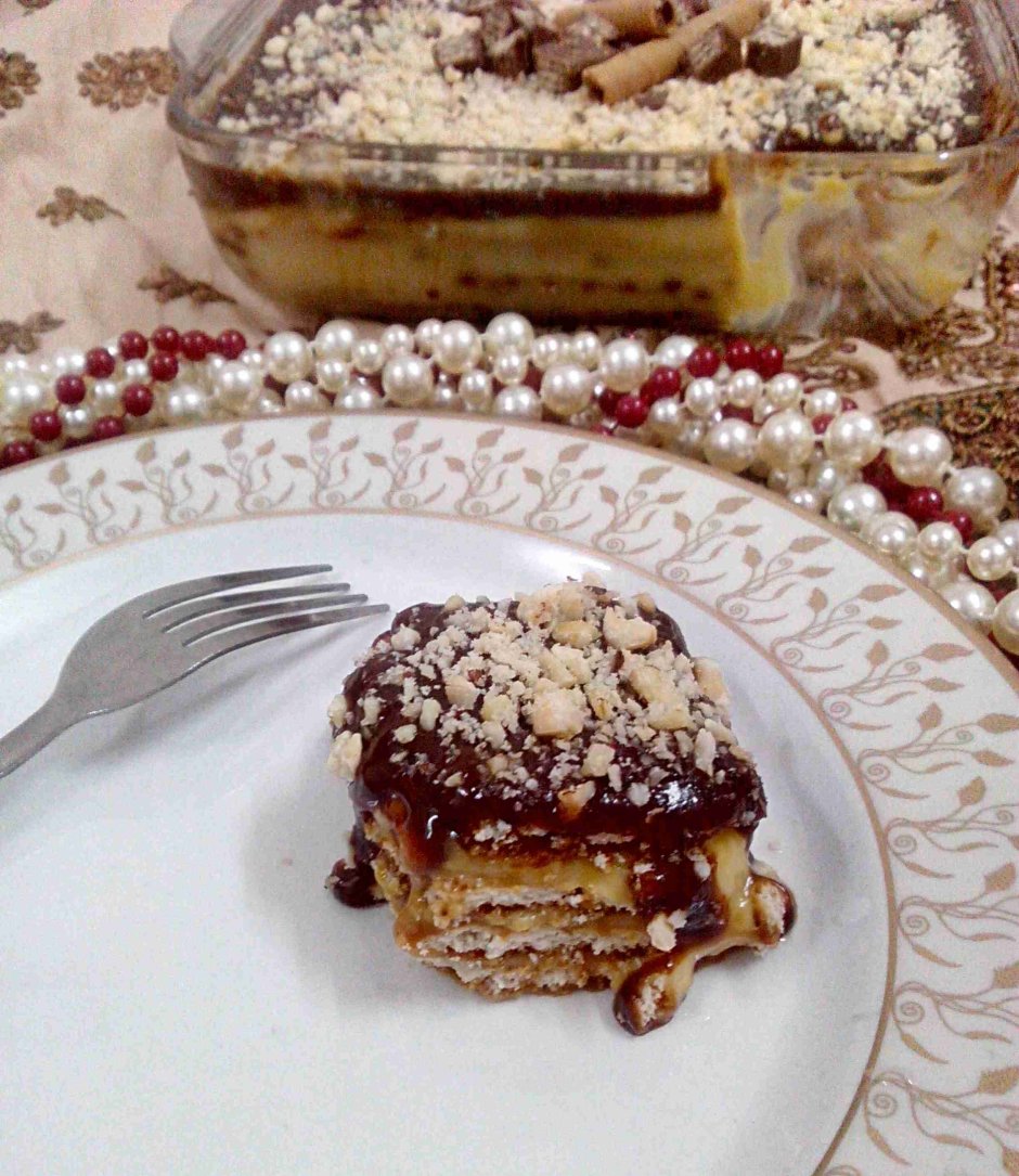 Тортик из печенья без выпечки со сгущенкой
