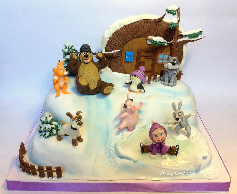 Торт Маша и медведь новогодний