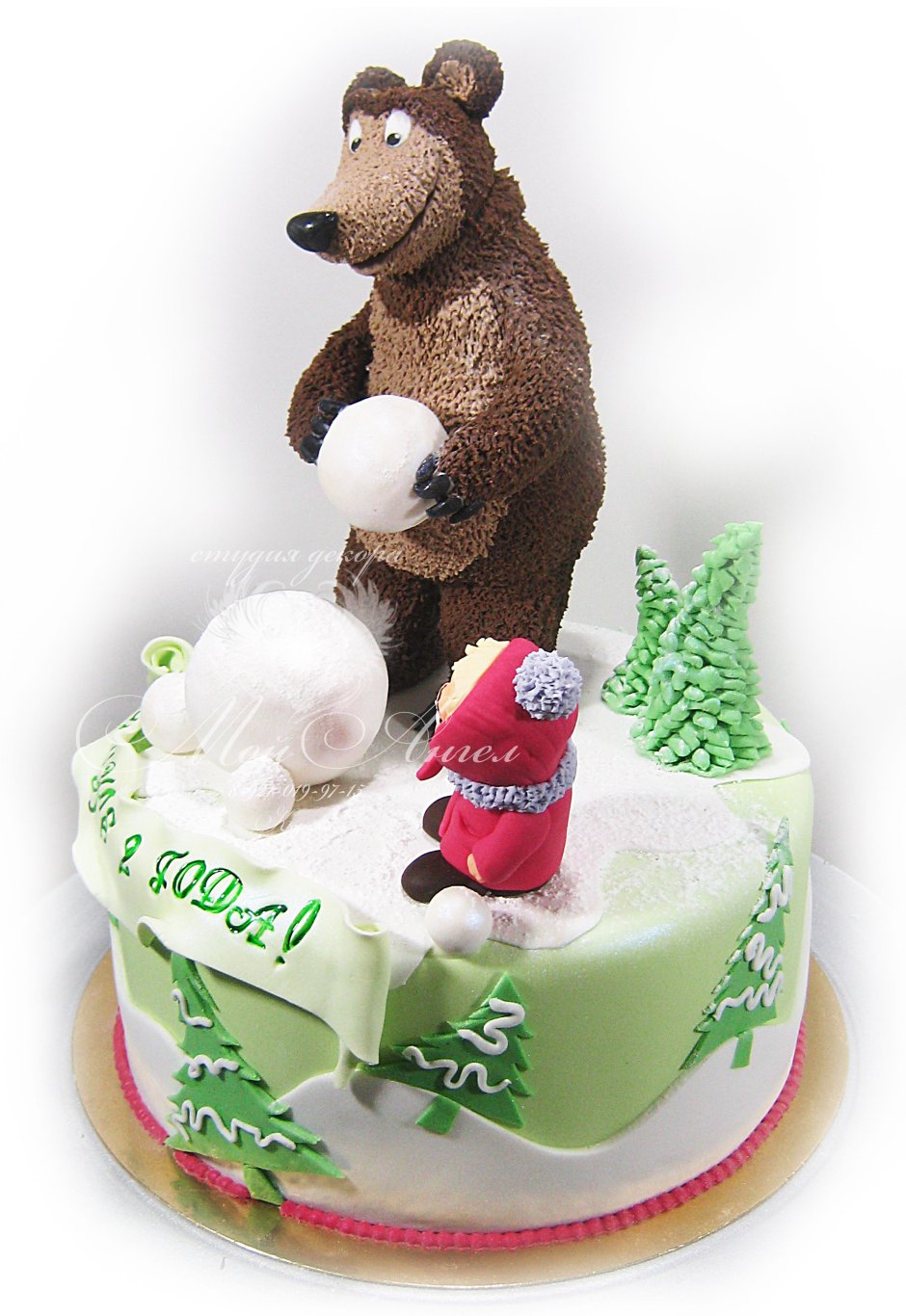 Торт Маша и медведь зима
