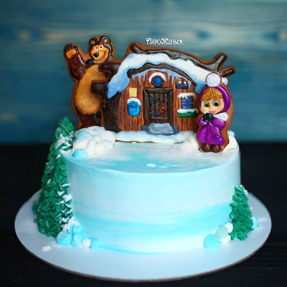 Тортик Машей и медведь новогодний