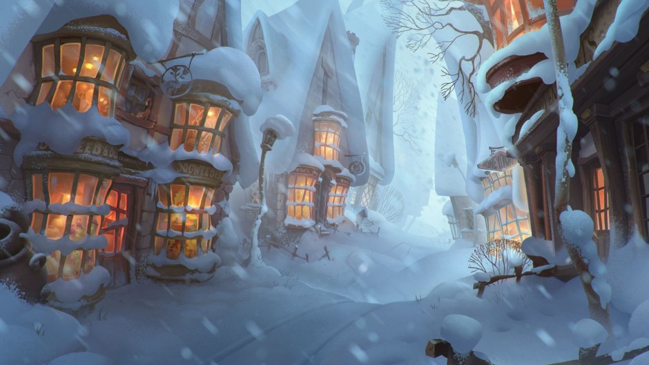 Деревня Хогсмид Гарри Поттер зима Рождество