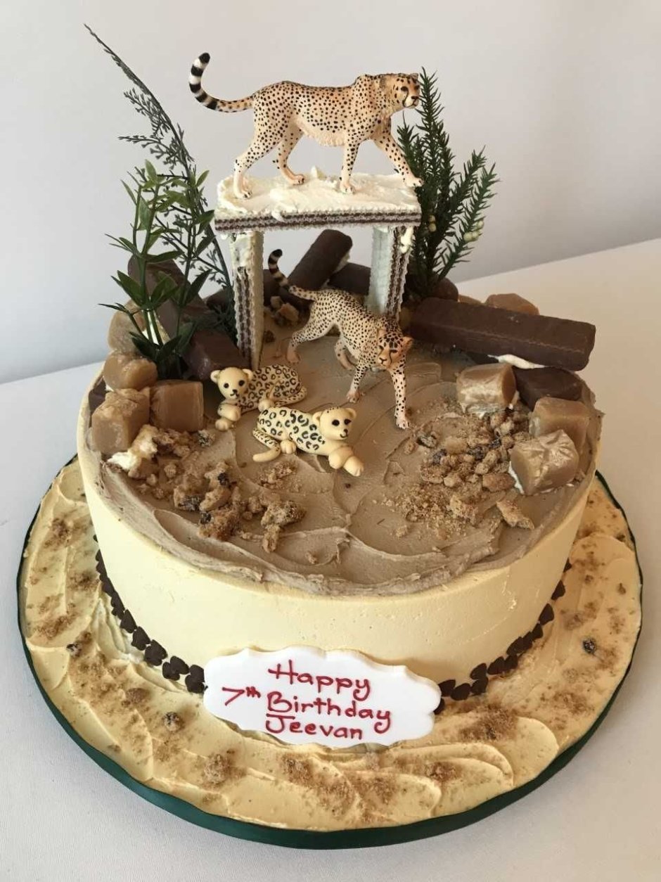Торт с леопардом детский