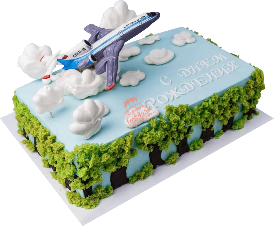 Декор торта с самолетом