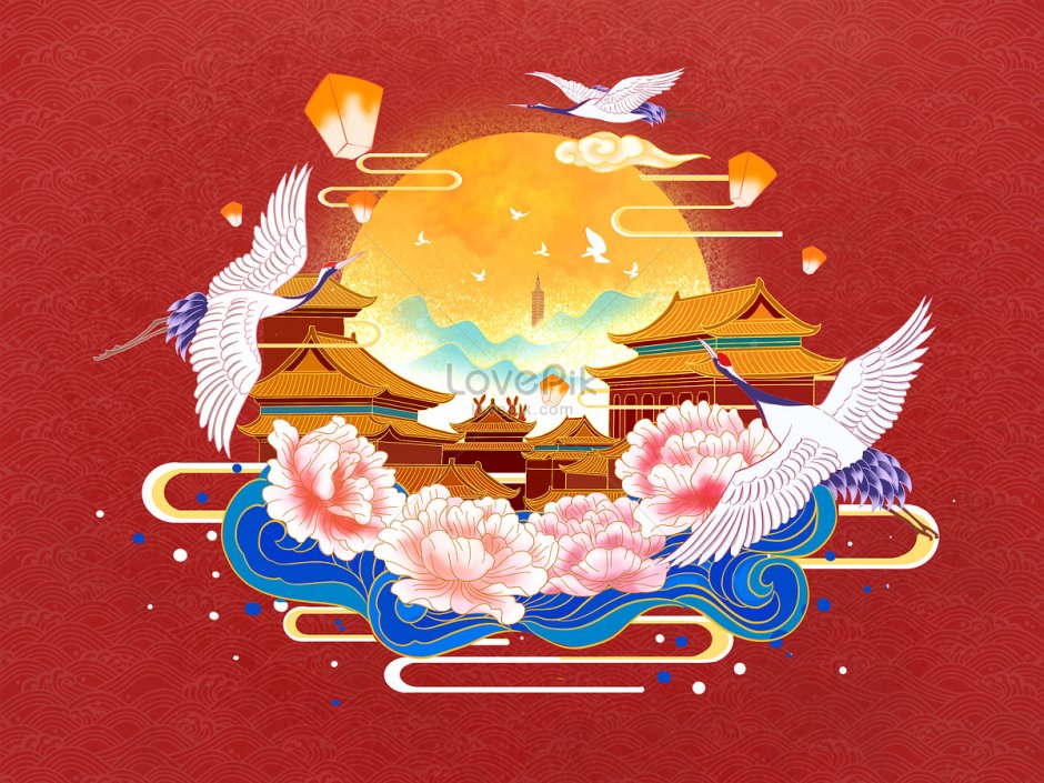 Китайский праздник середины осени рисунок