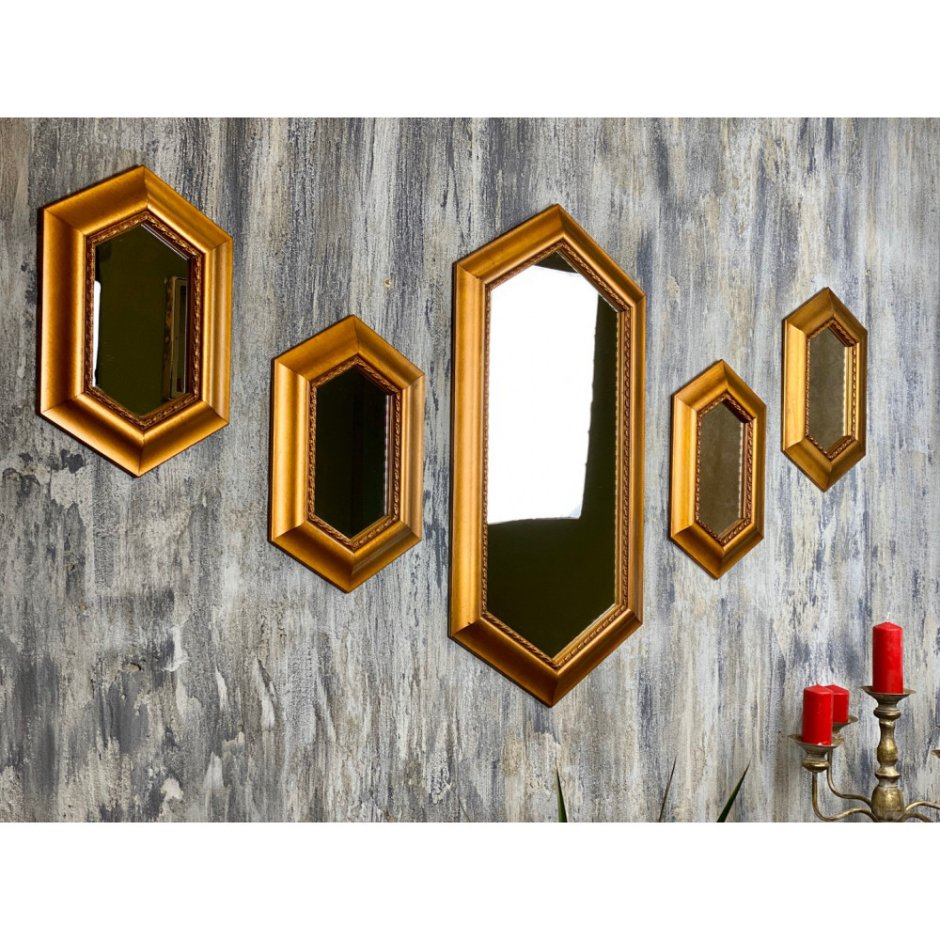 Зеркало настенное прямоугольное золото Эмпайр
