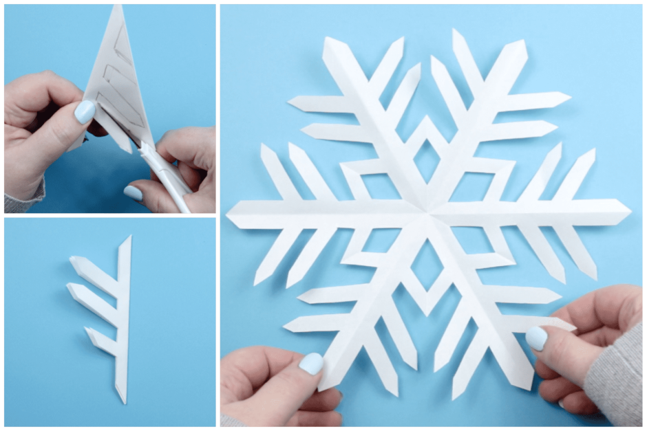 Украшение бумажными снежинками