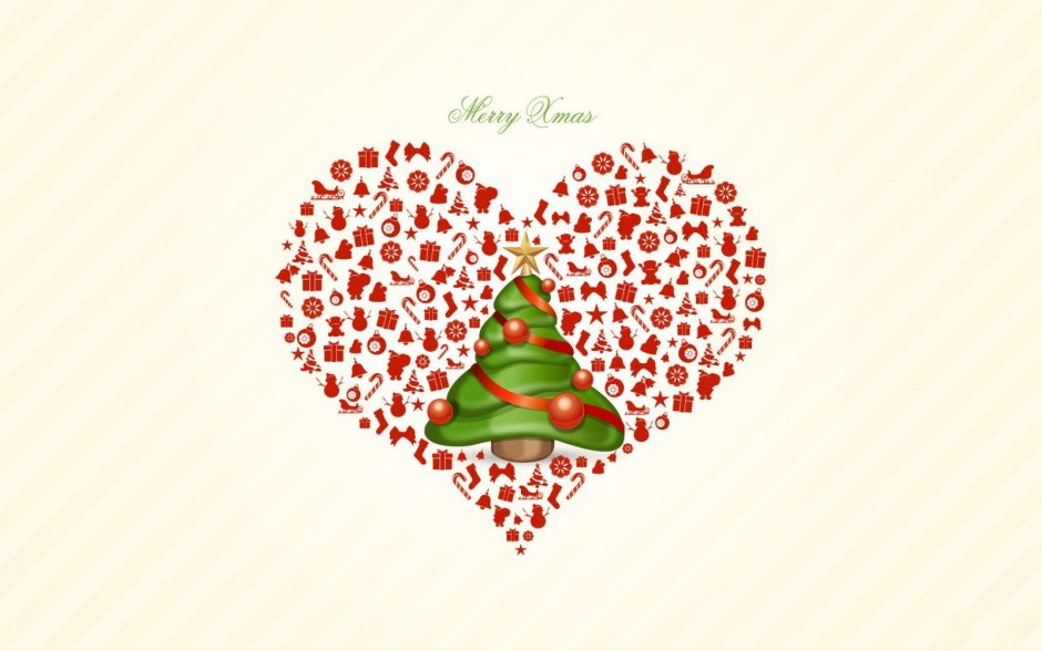 Новогодняя открытка с сердечками