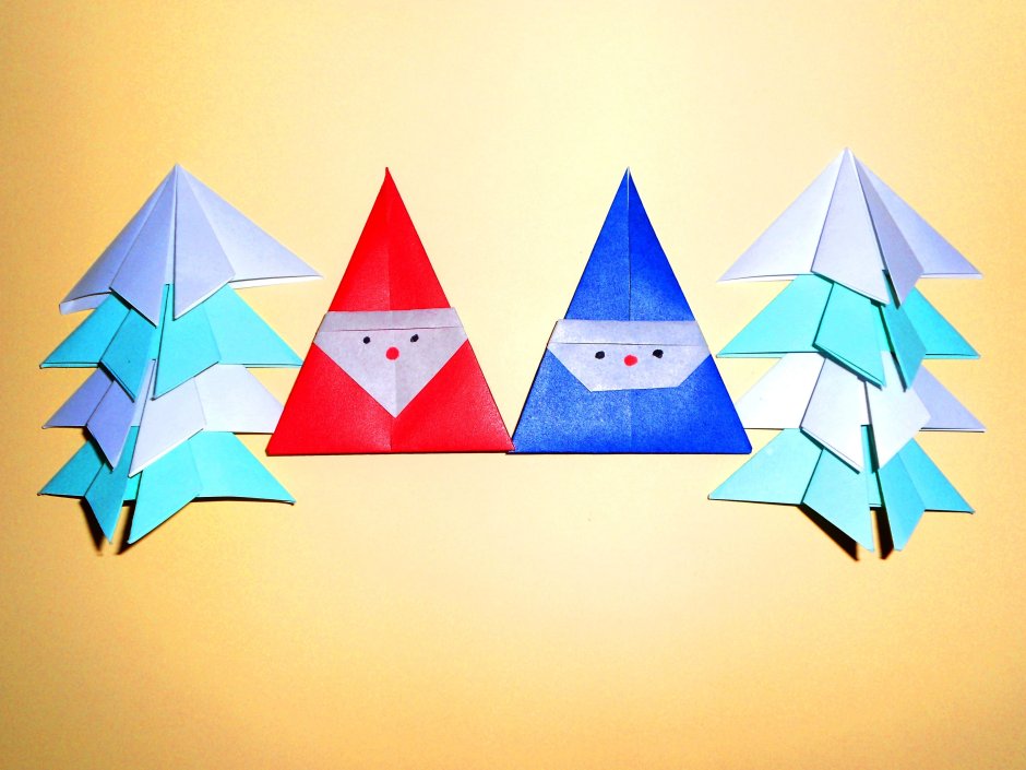 Елочная игрушка елка в технике оригами