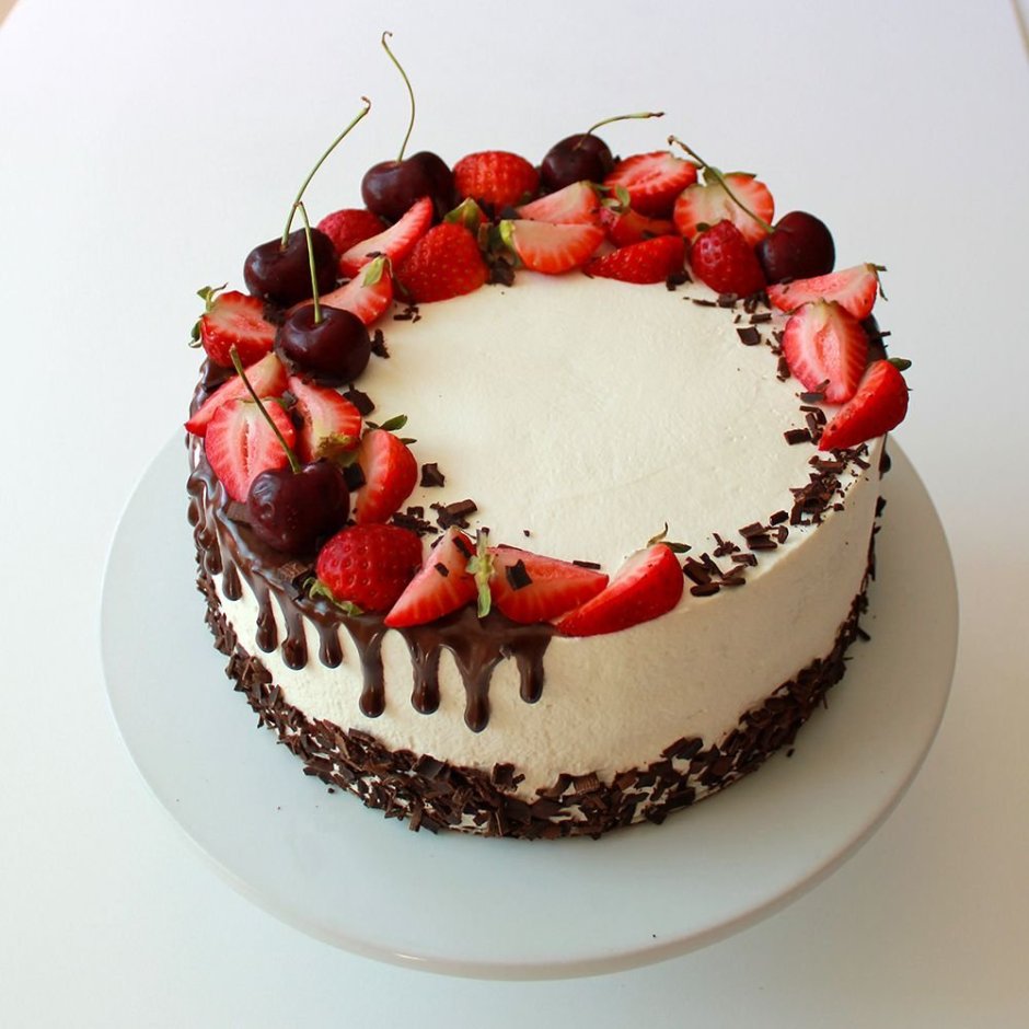 Свадебный торт 1 ярус с ягодами
