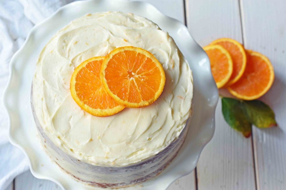Апельсиновый торт с кремом чиз