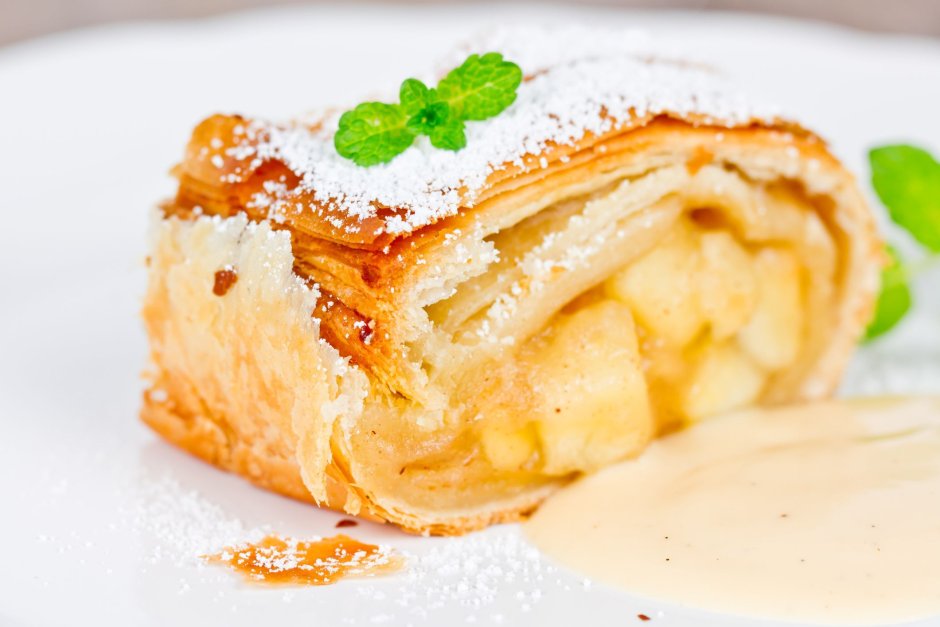 Apple Strudel with Vanilla Ice Cream