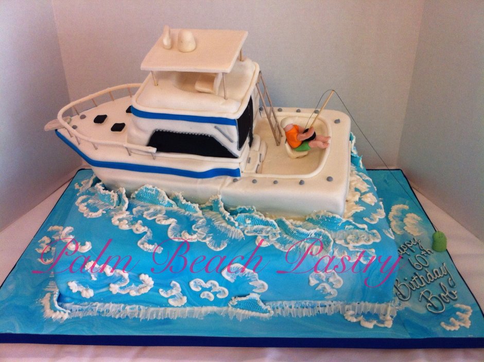 Торт в морском стиле с яхтой