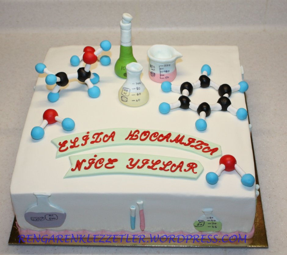 Декор торта для химика