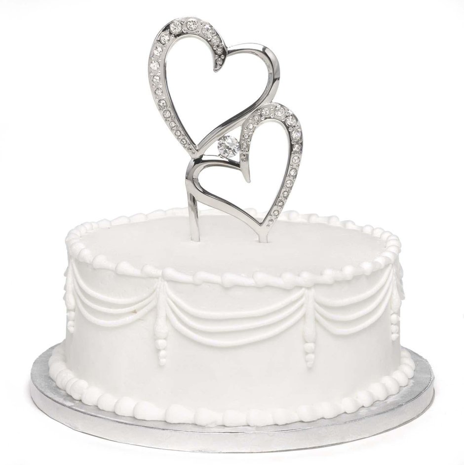 Свадебный торт одноярусный сердце