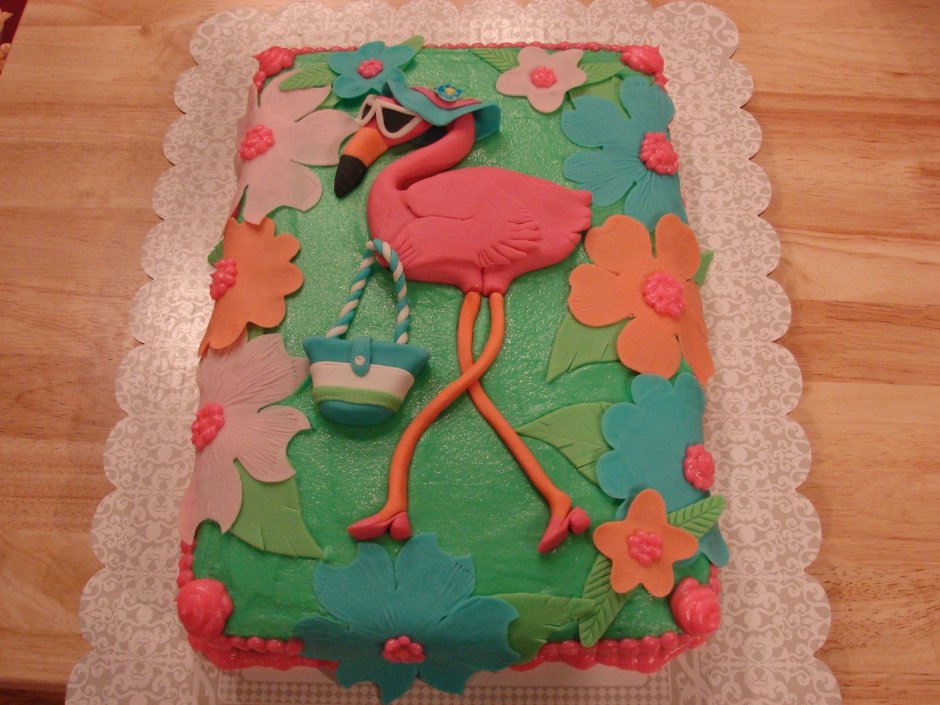 Торт с Фламинго для девочки печать