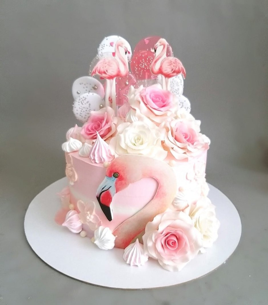 Торт Фламинго для девочки фотопечать