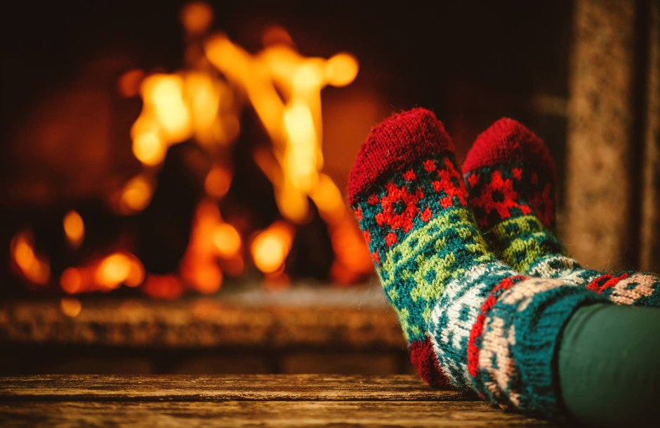Hang stockings by Fireplace