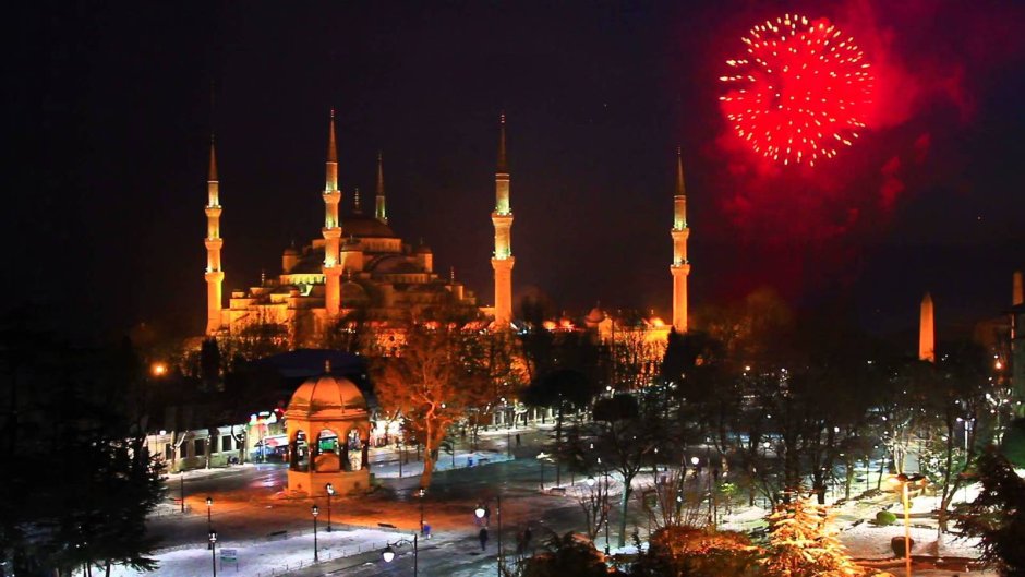 Новогодний Стамбул голубая мечеть