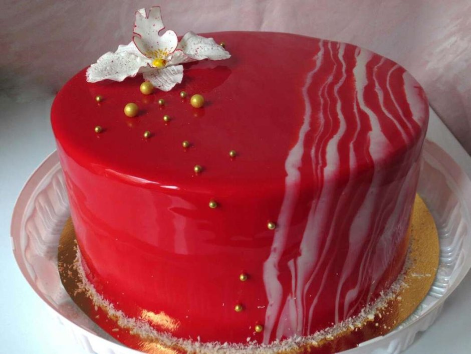 Торт красный бархат с глазурью