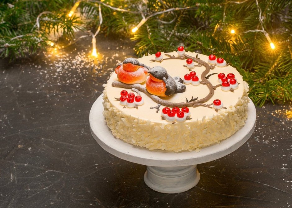 Торт к Рождеству идеи украшения из крема