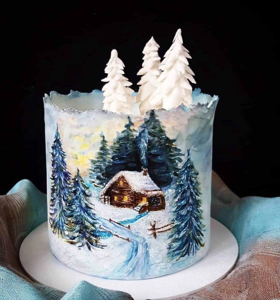 Свадебный торт со снегирями