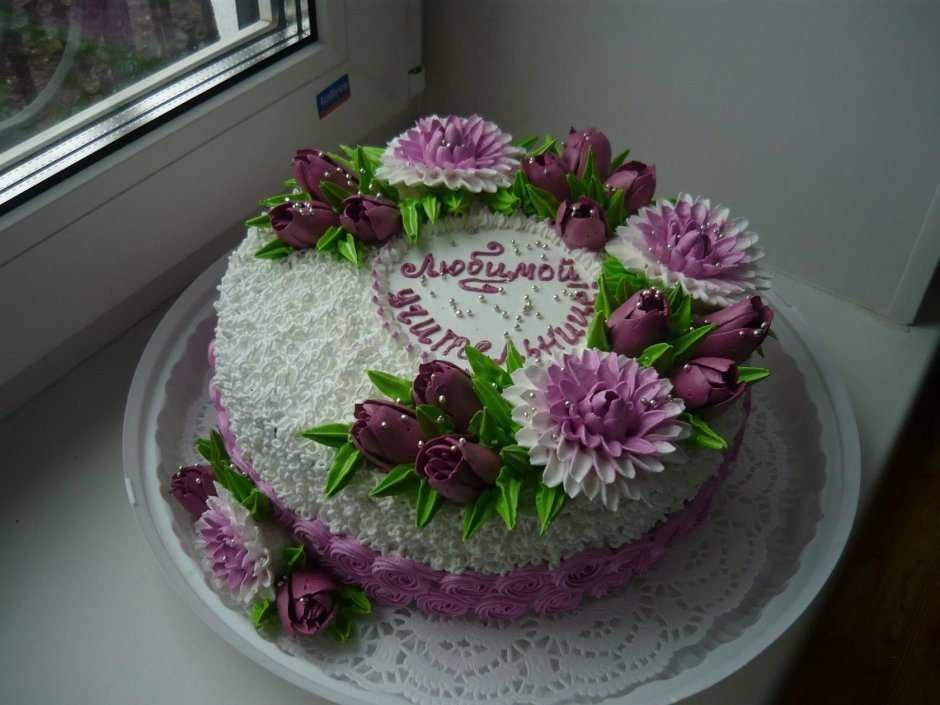 Торт для девочки с цветами