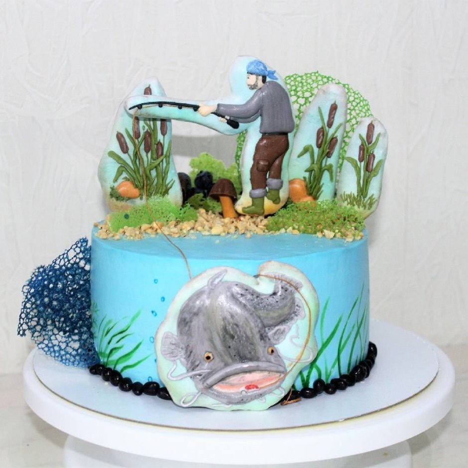 Торт для рыбака с фотопечатью